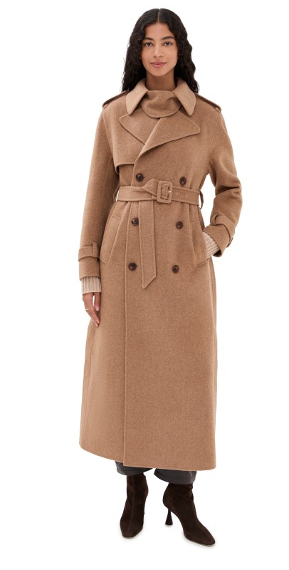 SIMKHAI Rumi Belted Long Coat Camel