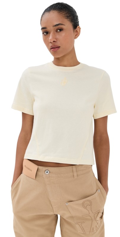 JW Anderson Anchor Embroidery Cropped T-Shirt Buttermilk
