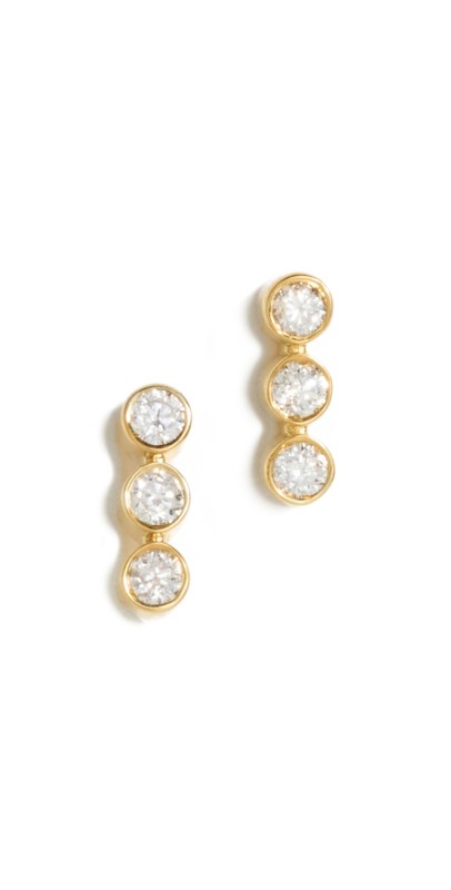Jennifer Meyer Jewelry 3 Mini Bezel Studs 18K Yellow Gold