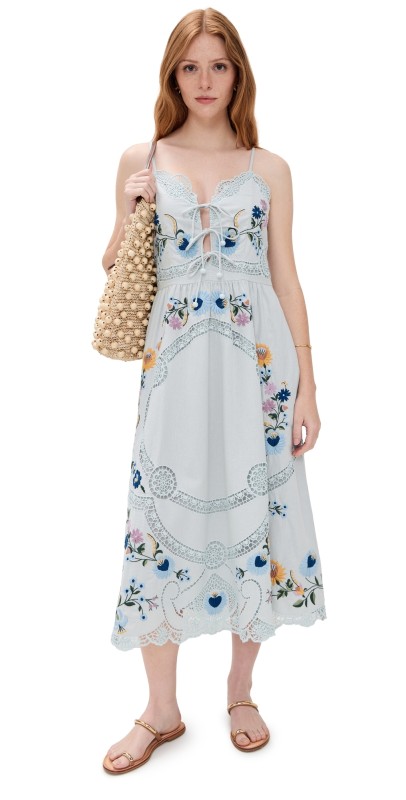 Sea Celia Embroidery Slip Dress Sky