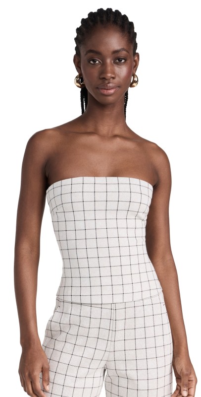 Rosetta Getty Strapless Bandeau Top Fawn/Black