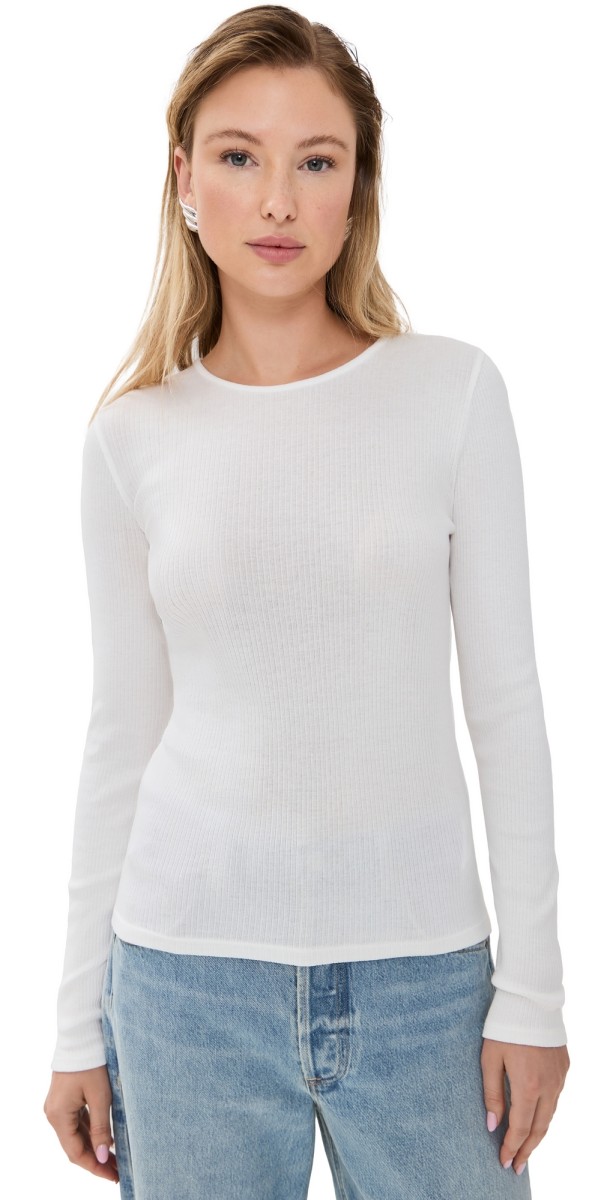 Vince Rib Crew Tee Off White