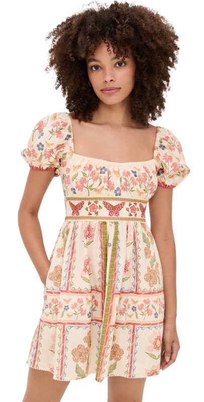 Agua Bendita Fiore Rosal Handmade Mini Dress Multicolor