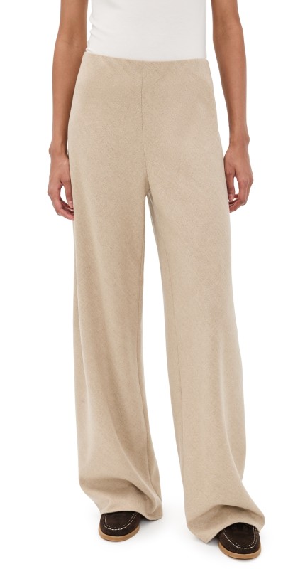 Vince High Waist Wool Blend Bias Pants Oatmeal