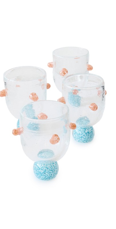 Laetitia Rouget Set of Four Dotty Blue Glasses Blu