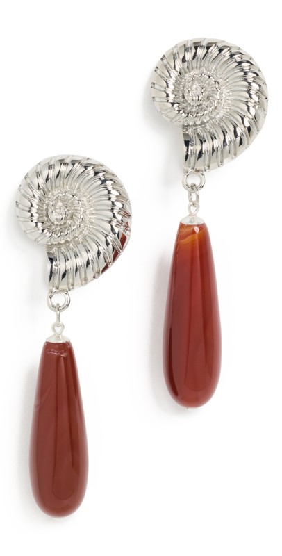 SHASHI Grotte Earrings Silver/Carnelia