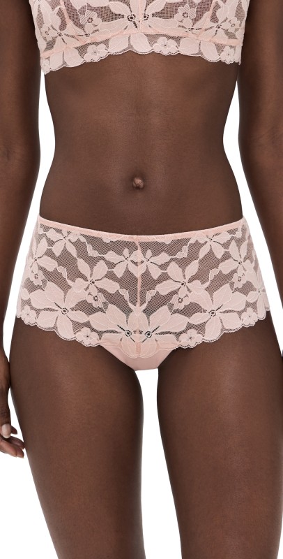 b. tempt'd by Wacoal Feeling Famous Tanga Panties Rose Smoke/White
