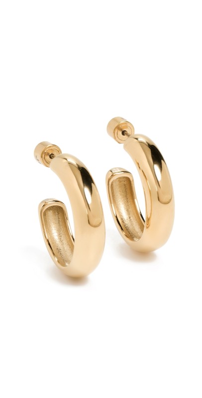 Jenny Bird Medium Staple Hoops High Polish Gold