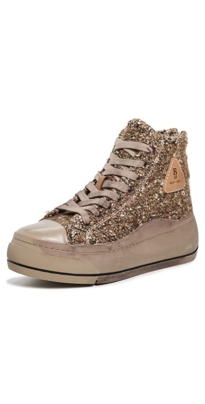 R13 Kurt High Top Sneakers Lt Brown Tweed