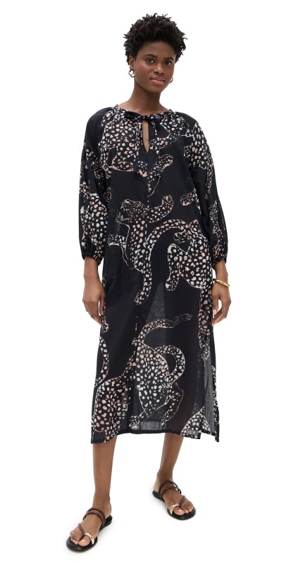 Desmond & Dempsey Blouson Sleeve Kaftan Navy