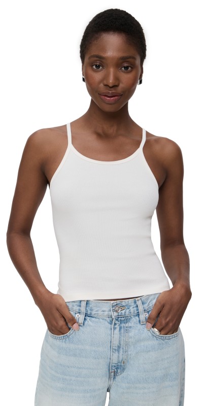 SLVRLAKE Fitted Rib Tank Natural White