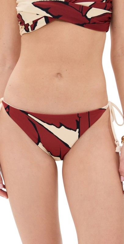 Johanna Ortiz Palms Entorche Del Mar Bikini Bottoms Salty Palms/Ecru/Red/Black