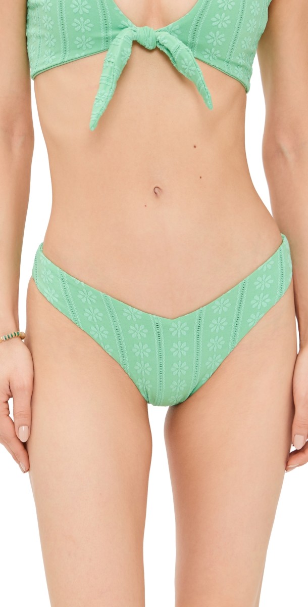 Beach Riot Vanessa Bikini Bottoms Sage Bloom Jacquard