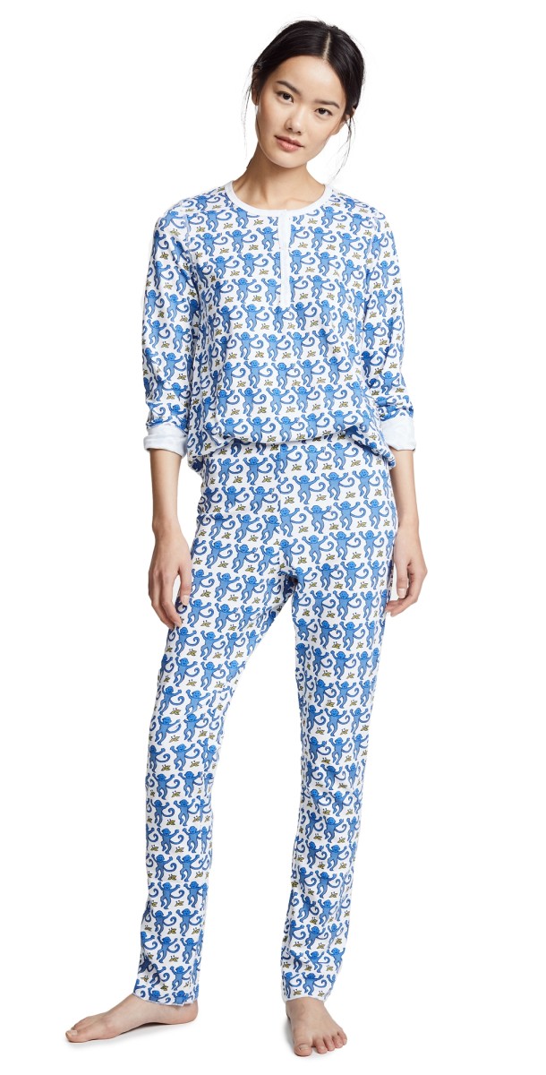 Roller Rabbit Monkey PJ Set Pink