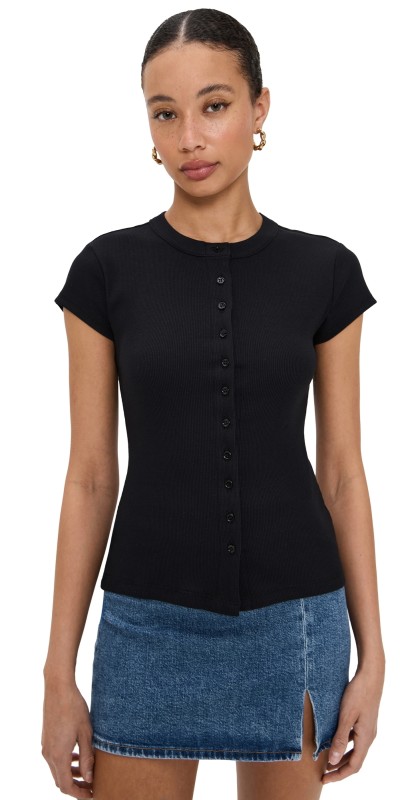 Reformation Raelynn Knit Top Black