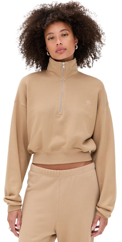 Éterne Cropped Half-Zip Sweatshirt Taupe