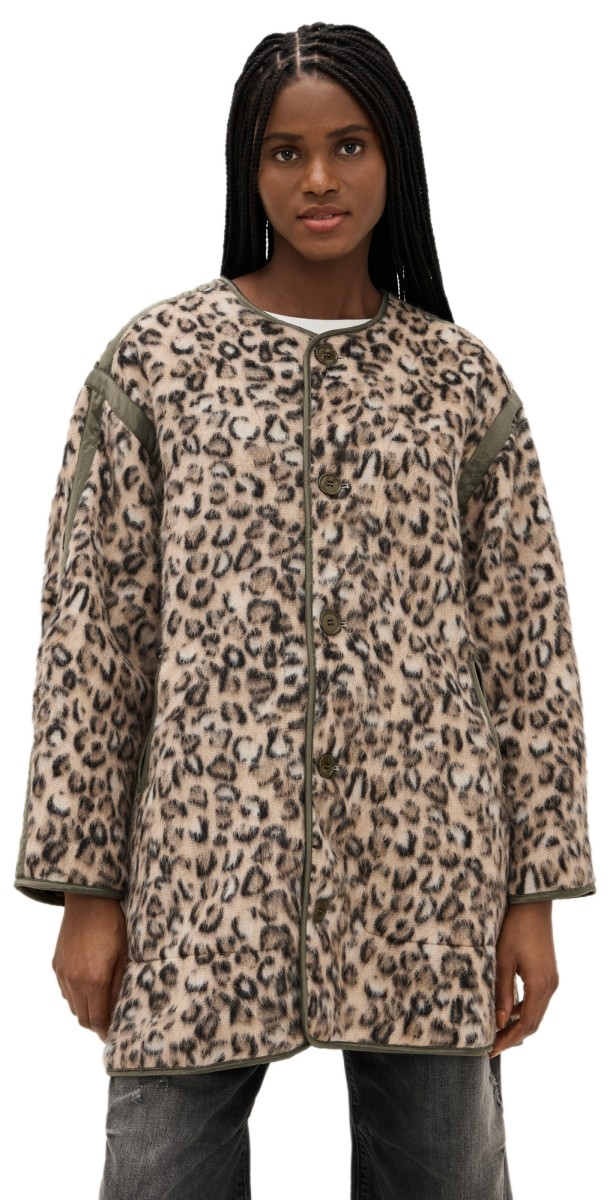R13 Taped Liner Coat Wooly Leopard