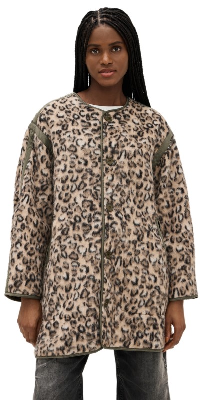 R13 Taped Liner Coat Wooly Leopard