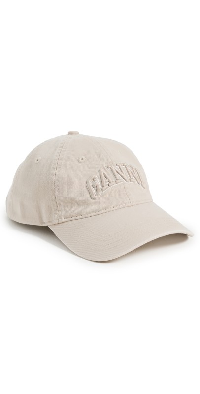 GANNI Washed Cotton Canvas Cap Egret
