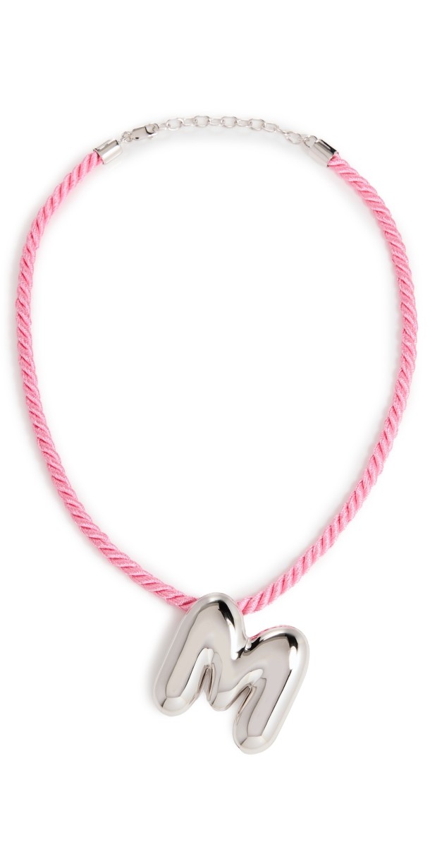 Alison Lou Cloud Letter Necklace On Pink Cord M