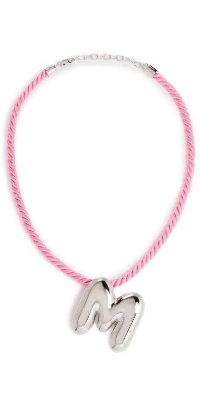 Alison Lou Cloud Letter Necklace On Pink Cord M