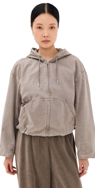 Acne Studios Twill Cotton Hooded Jacket Charcoal Grey