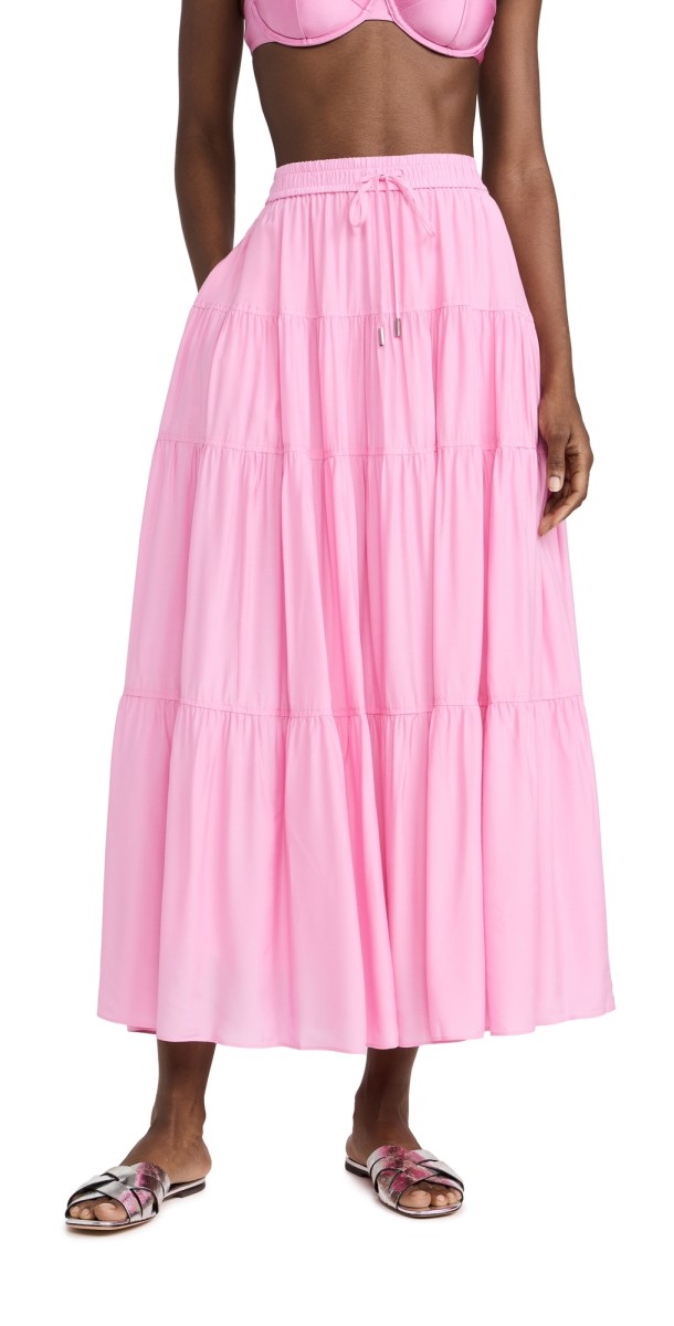 SIMKHAI Lulee Tiered Maxi Skirt Petal