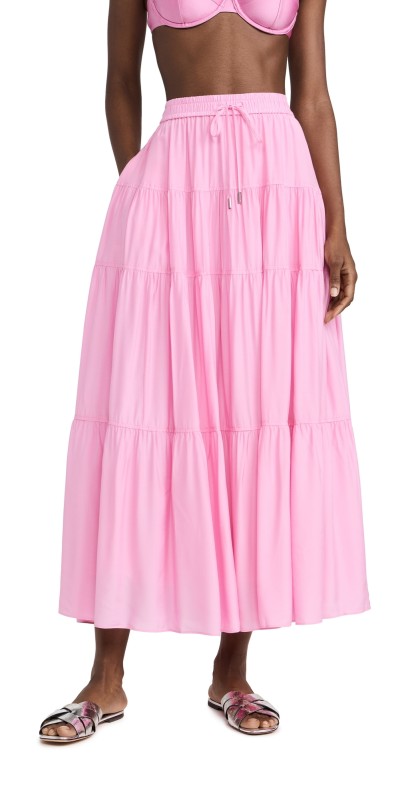 SIMKHAI Lulee Tiered Maxi Skirt Petal