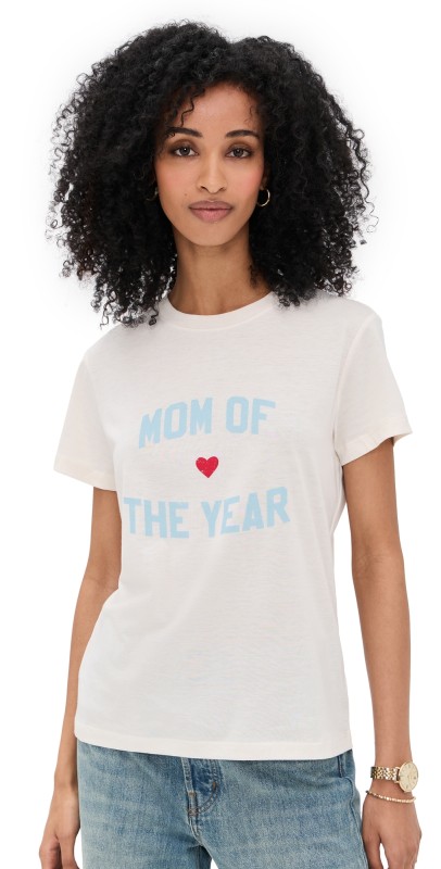 Favorite Daughter Mom of The Year Tee Gardenia with Baby Blue