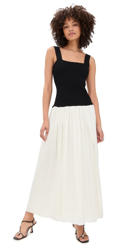 La Ligne Knit Tank Top Dress with Skirt Black/Cream