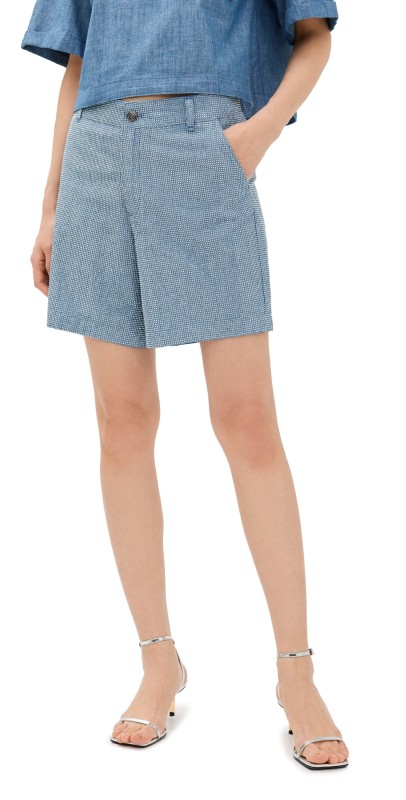 Cinq à Sept Chambray Heatset Patricia Shorts Medium Blue