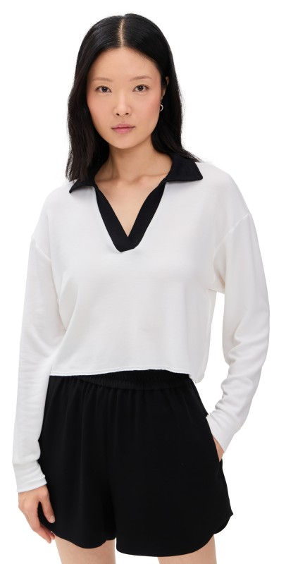 Splits59 Joan Fleece Polo Sweatshirt White/Black