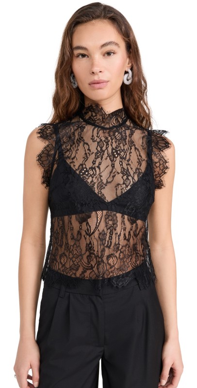 L'AGENCE Tours Sleeveless Lace Top Black