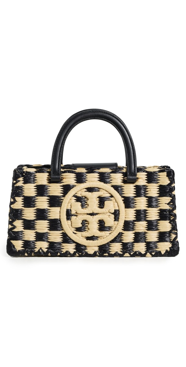 Tory Burch Ella Hand Crocheted Top Handle Bag Black/Natural