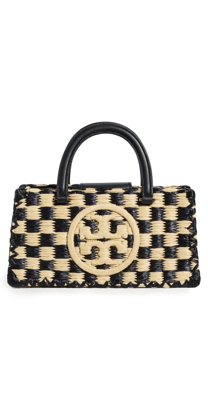 Tory Burch Ella Hand Crocheted Top Handle Bag Black/Natural