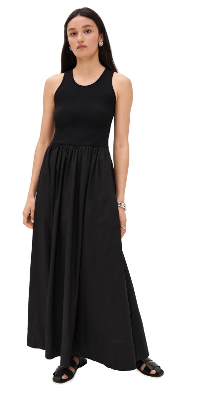 Enza Costa Cotton Resort Tank Dress Black