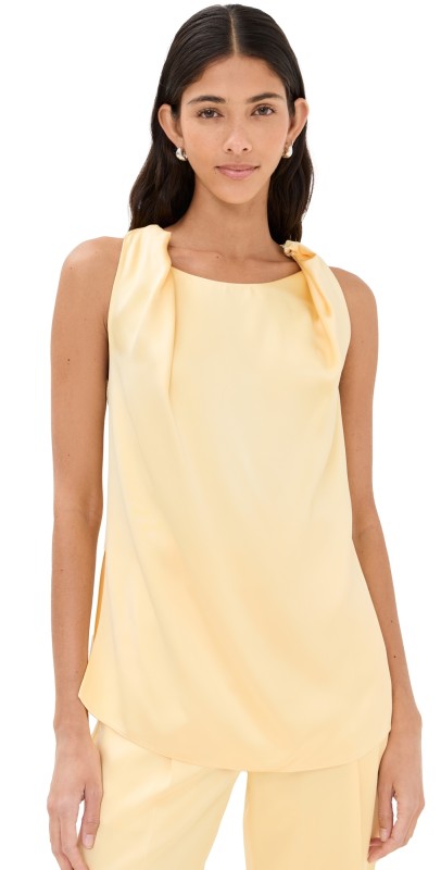 Another Tomorrow Twist Shoulder Top Daffodil