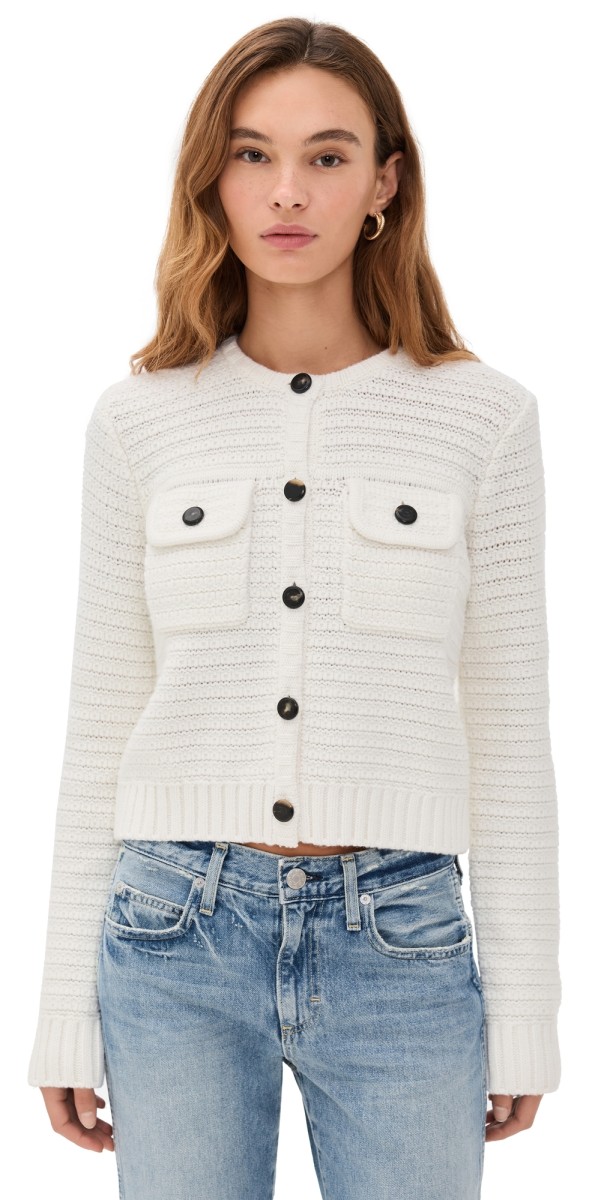 La Ligne Tweed Stitch Cardigan Ivory
