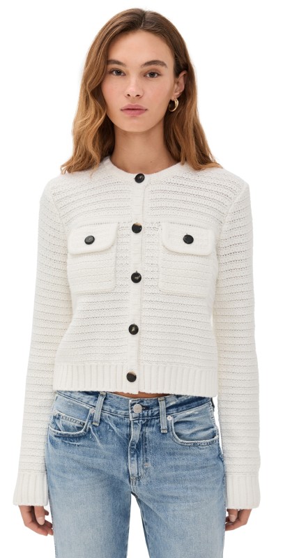La Ligne Tweed Stitch Cardigan Ivory