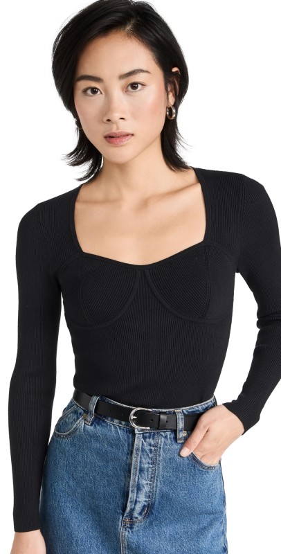 Madewell Wide Rib Sweater Top True Black