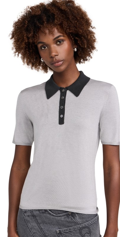 Theory Contrast Polo Light Grey/Charcoal