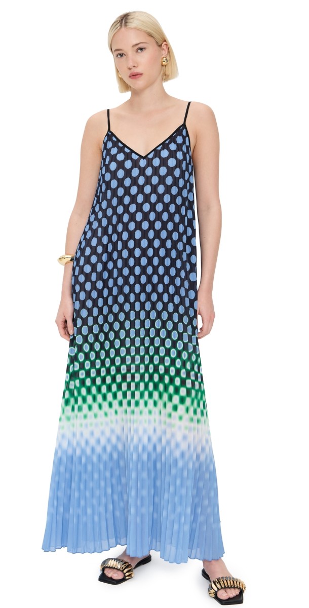 ESSENTIEL ANTWERP Hyacinth Pleated Maxi Dress Combo2 Aqua Blue