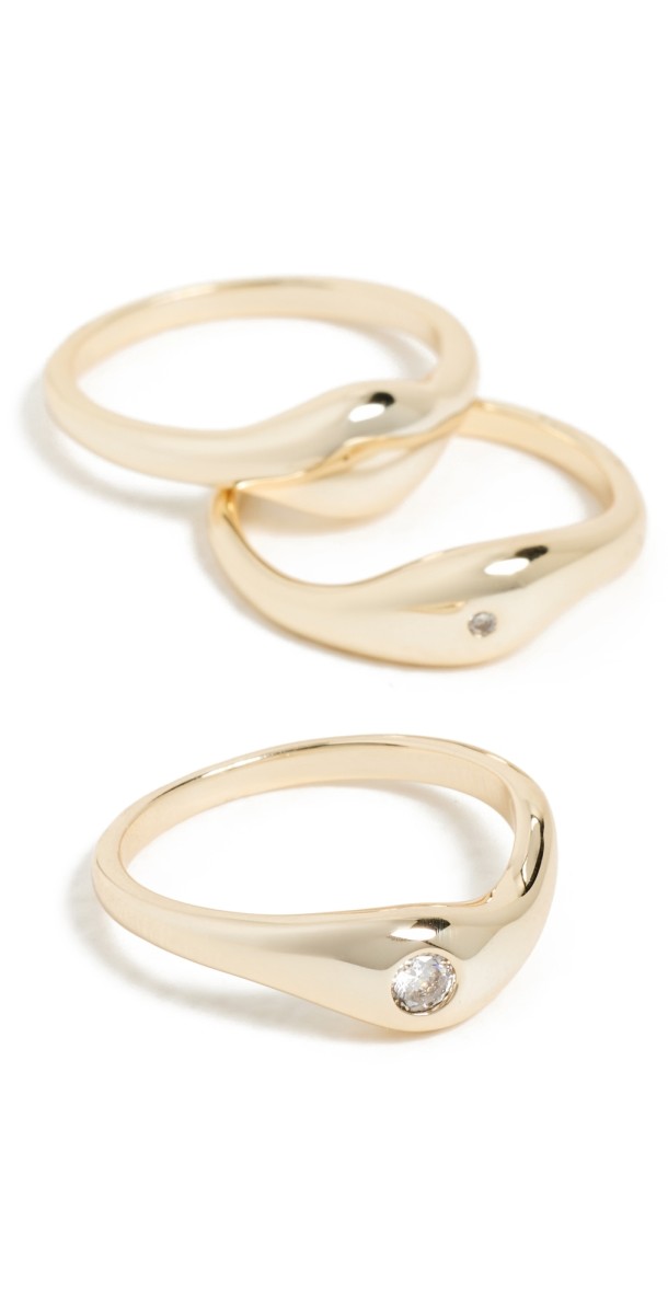 SHASHI Delphine Solitaire Ring Set Gold