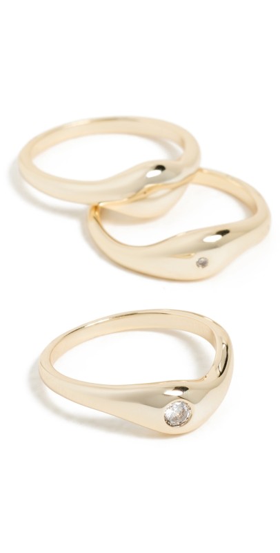 SHASHI Delphine Solitaire Ring Set Gold