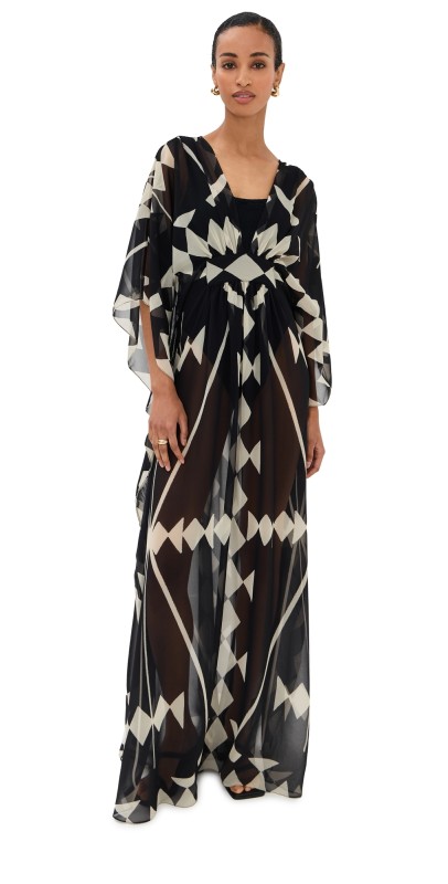 Johanna Ortiz Black/Ecru Secret Garden Maxi Dress Black/Ecru