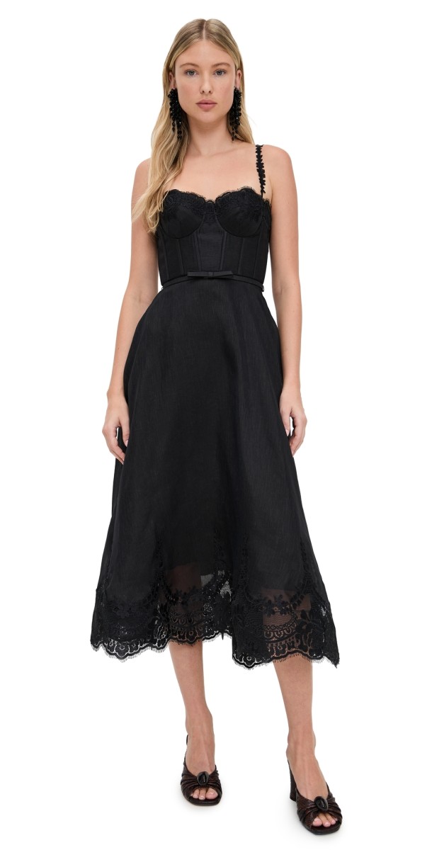 Zimmermann Hypnotic Lace Trim Picnic Dress Black