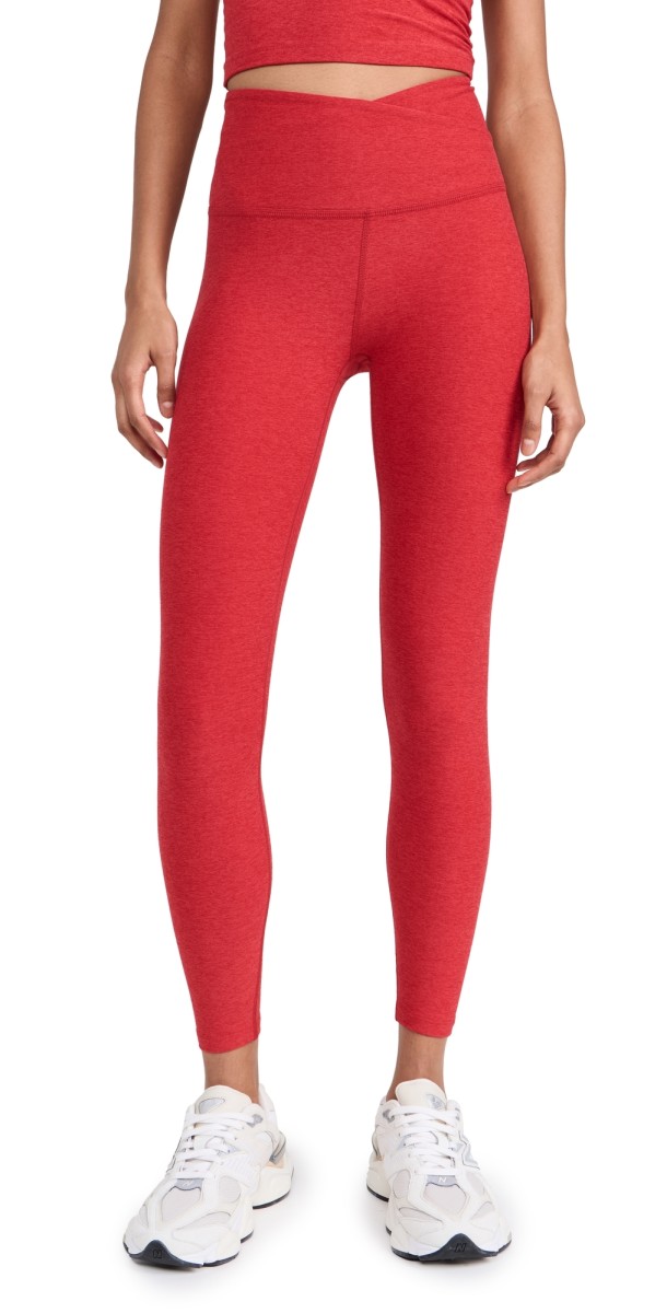 Beyond Yoga Spacedye At Your Leisure High Waisted Midi Leggings Ruby Red Heather