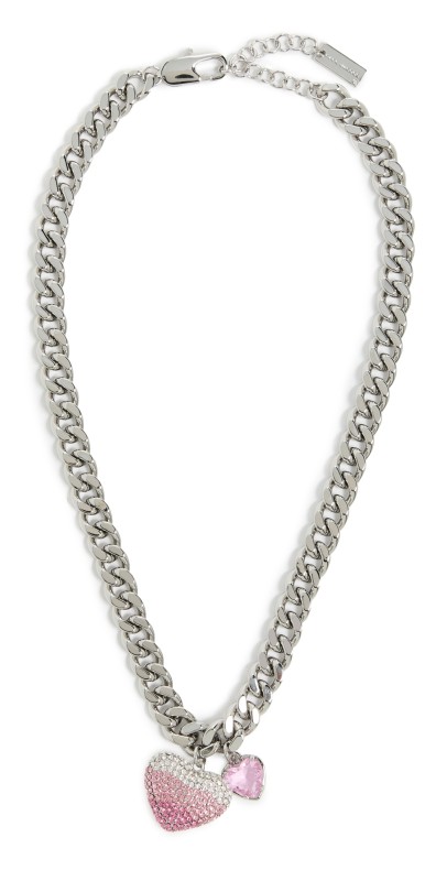 Marc Jacobs Heart Balloon Pave Necklace Silver/Ros