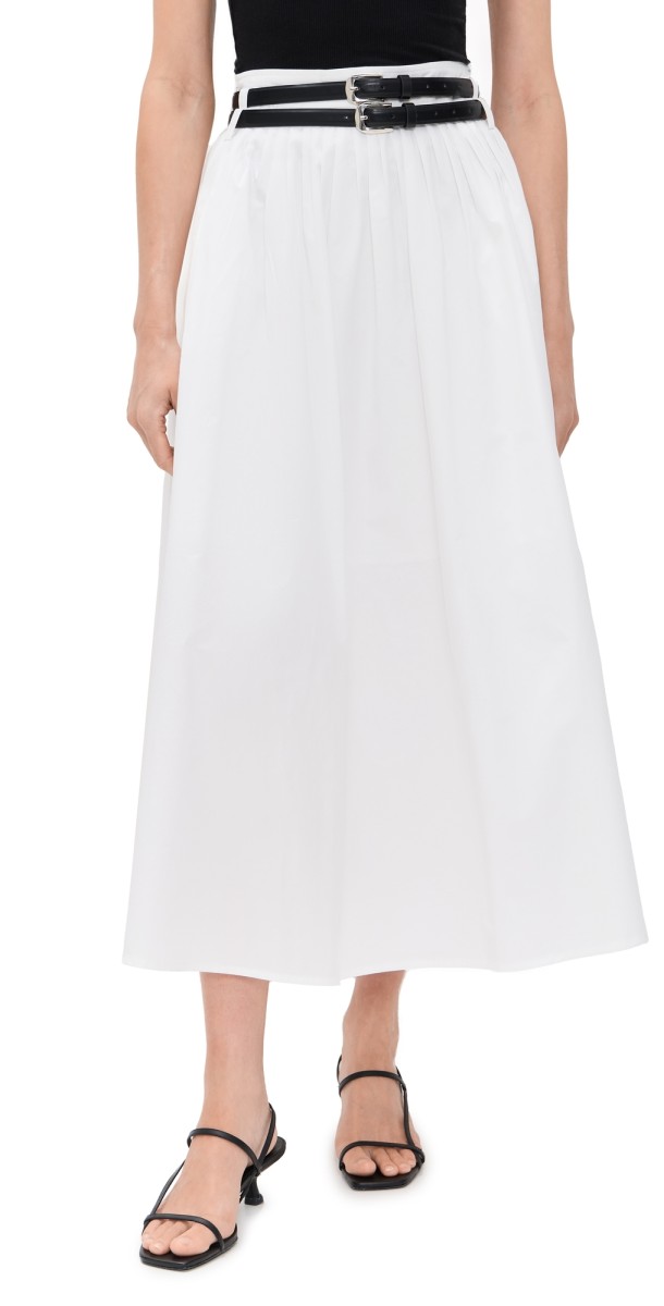 Pixie Market Thea Double Belted Skirt White