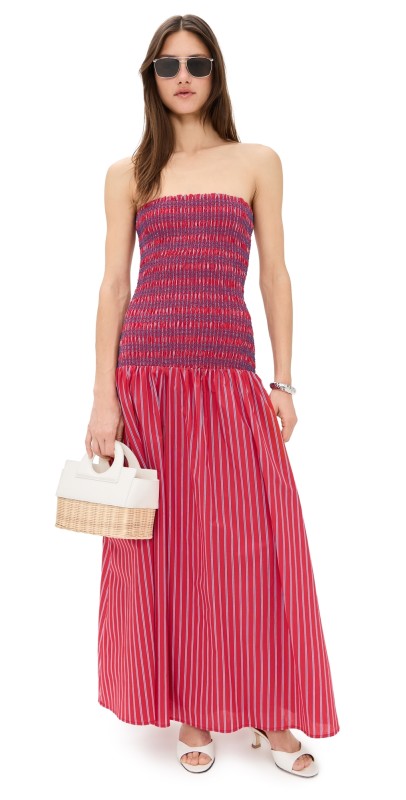 Line & Dot Claudine Smocked Dress Red